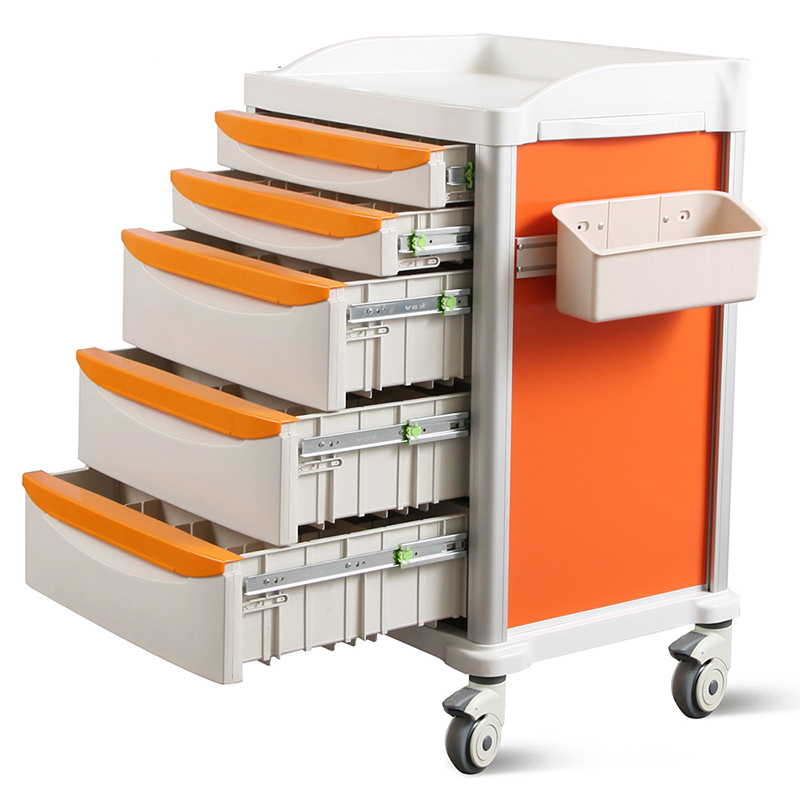 Large-capacity  ABS emergency trolley, multi-function nursing cart, nurse medical cart